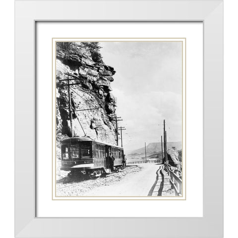 Signal Mountain Street Car White Modern Wood Framed Art Print with Double Matting by Lee, Rachel