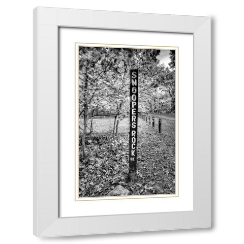 Snoopers Rock Road Sign BW White Modern Wood Framed Art Print with Double Matting by Lee, Rachel