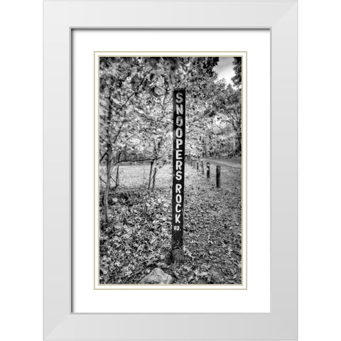 Snoopers Rock Road Sign BW White Modern Wood Framed Art Print with Double Matting by Lee, Rachel