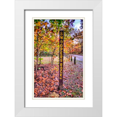 Snoopers Rock Road Sign HDR White Modern Wood Framed Art Print with Double Matting by Lee, Rachel