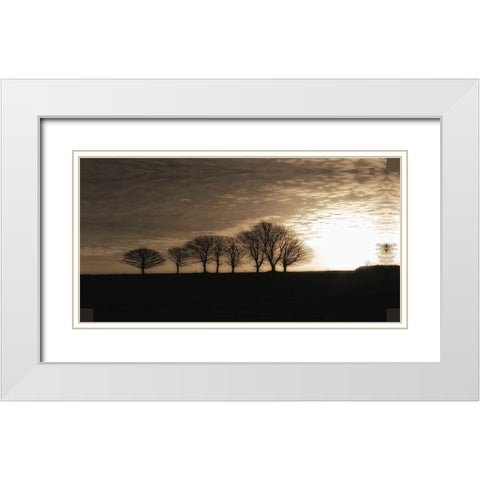 Solitary Trees White Modern Wood Framed Art Print with Double Matting by Lee, Rachel