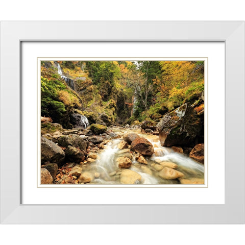 Stream 14 White Modern Wood Framed Art Print with Double Matting by Lee, Rachel