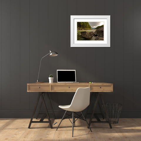Stream 15 White Modern Wood Framed Art Print with Double Matting by Lee, Rachel