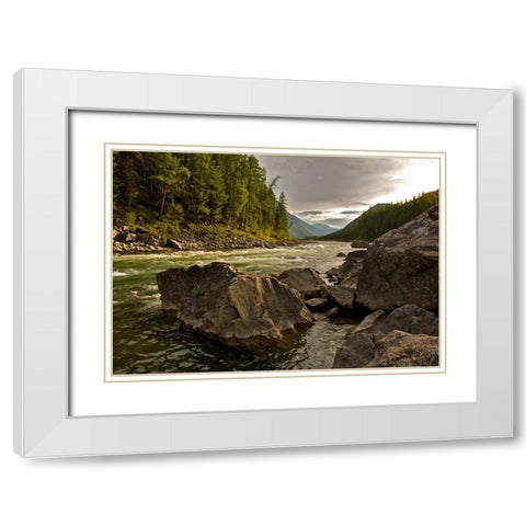 Stream 15 White Modern Wood Framed Art Print with Double Matting by Lee, Rachel