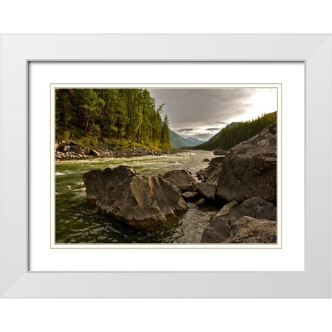Stream 15 White Modern Wood Framed Art Print with Double Matting by Lee, Rachel