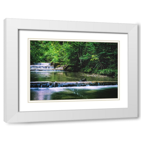 Stream 18 White Modern Wood Framed Art Print with Double Matting by Lee, Rachel