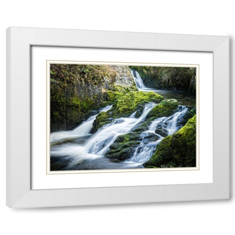 Stream 22 White Modern Wood Framed Art Print with Double Matting by Lee, Rachel