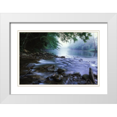 Stream 4 White Modern Wood Framed Art Print with Double Matting by Lee, Rachel