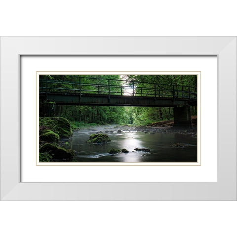 Stream 6 White Modern Wood Framed Art Print with Double Matting by Lee, Rachel