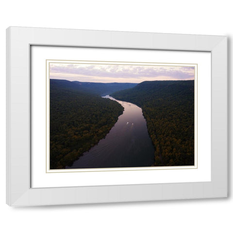 Sunrise Boat Race White Modern Wood Framed Art Print with Double Matting by Lee, Rachel