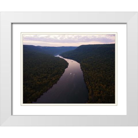 Sunrise Boat Race White Modern Wood Framed Art Print with Double Matting by Lee, Rachel