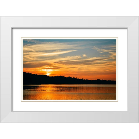 Sunset Lake 1 White Modern Wood Framed Art Print with Double Matting by Lee, Rachel