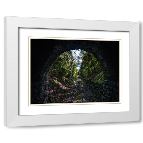 Train Enter Tunnel 3 White Modern Wood Framed Art Print with Double Matting by Lee, Rachel