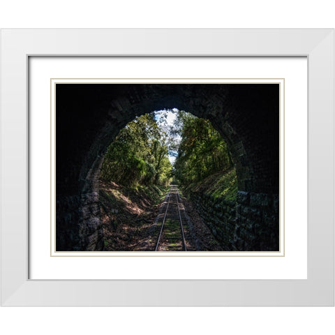 Train Enter Tunnel 3 White Modern Wood Framed Art Print with Double Matting by Lee, Rachel