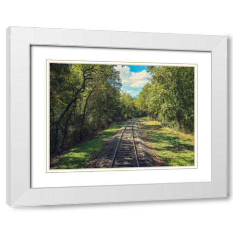 Train Track 4 White Modern Wood Framed Art Print with Double Matting by Lee, Rachel