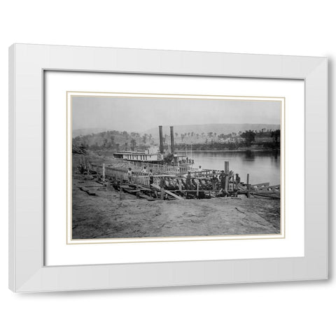 Transport Steamer Building 1864 White Modern Wood Framed Art Print with Double Matting by Lee, Rachel