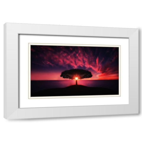 Trees 28 White Modern Wood Framed Art Print with Double Matting by Lee, Rachel