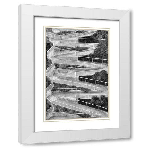 Walk My Way BW White Modern Wood Framed Art Print with Double Matting by Lee, Rachel