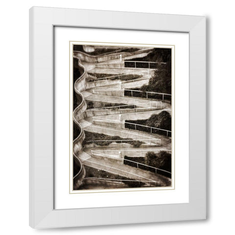 Walk My Way BW Textured White Modern Wood Framed Art Print with Double Matting by Lee, Rachel