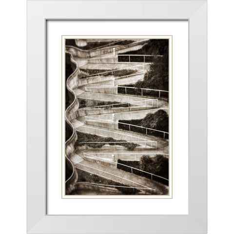 Walk My Way BW Textured White Modern Wood Framed Art Print with Double Matting by Lee, Rachel