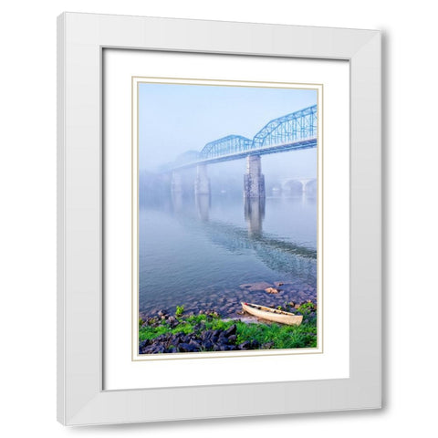 Walnut and Canoe White Modern Wood Framed Art Print with Double Matting by Lee, Rachel