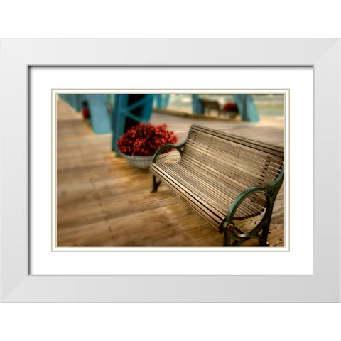 Walnut Bench Glow White Modern Wood Framed Art Print with Double Matting by Lee, Rachel