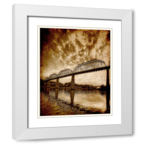 Walnut Bridge Sunset Textured White Modern Wood Framed Art Print with Double Matting by Lee, Rachel