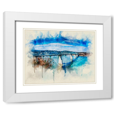 Walnut From Hunter Deck Watercolor White Modern Wood Framed Art Print with Double Matting by Lee, Rachel