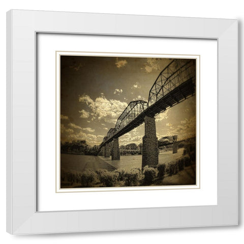 Walnut Left Grunge White Modern Wood Framed Art Print with Double Matting by Lee, Rachel