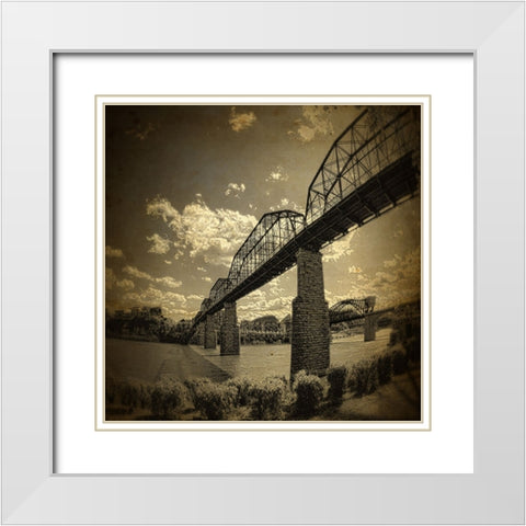 Walnut Left Grunge White Modern Wood Framed Art Print with Double Matting by Lee, Rachel