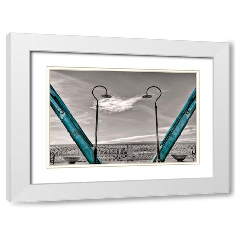 Walnut Love Mask Blue Rail White Modern Wood Framed Art Print with Double Matting by Lee, Rachel