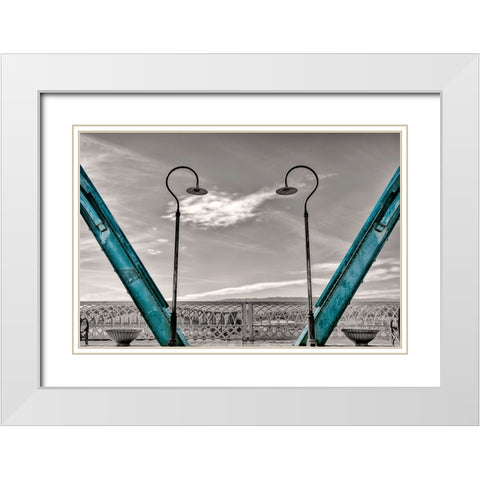 Walnut Love Mask Blue Rail White Modern Wood Framed Art Print with Double Matting by Lee, Rachel