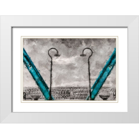 Walnut Love Mask Blue Rail Oil Painting White Modern Wood Framed Art Print with Double Matting by Lee, Rachel