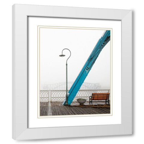 Walnut Posts in Fog Right Crop White Modern Wood Framed Art Print with Double Matting by Lee, Rachel