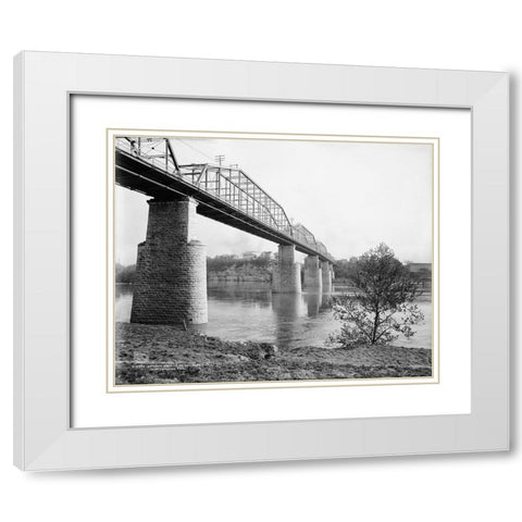 Walnut Street Bridge 1907 White Modern Wood Framed Art Print with Double Matting by Lee, Rachel