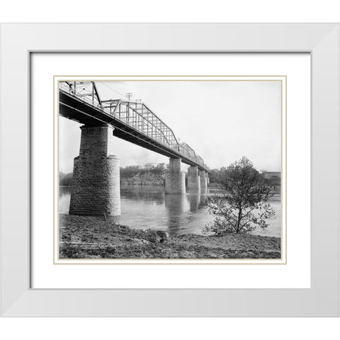 Walnut Street Bridge 1907 White Modern Wood Framed Art Print with Double Matting by Lee, Rachel