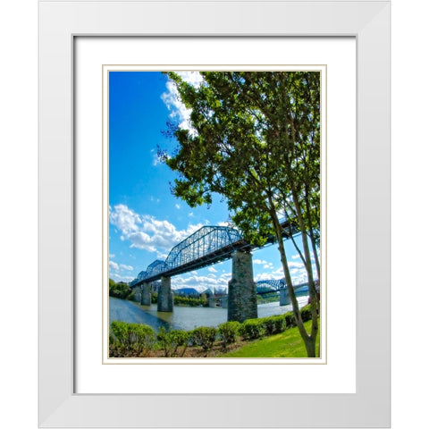 Walnut Verticle with Tree White Modern Wood Framed Art Print with Double Matting by Lee, Rachel