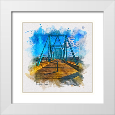 Walnut Walk Watercolor White Modern Wood Framed Art Print with Double Matting by Lee, Rachel