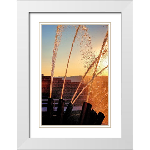 Water Cannons Sunset White Modern Wood Framed Art Print with Double Matting by Lee, Rachel
