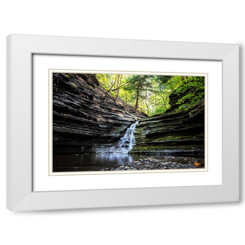 Waterfall 1 White Modern Wood Framed Art Print with Double Matting by Lee, Rachel