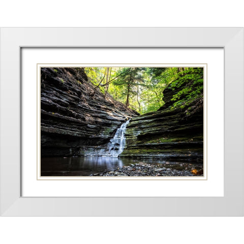 Waterfall 1 White Modern Wood Framed Art Print with Double Matting by Lee, Rachel