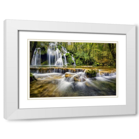 Waterfall 17 White Modern Wood Framed Art Print with Double Matting by Lee, Rachel