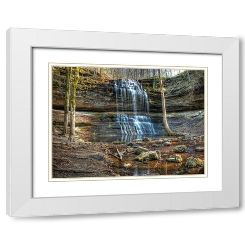 Waterfall 20 White Modern Wood Framed Art Print with Double Matting by Lee, Rachel
