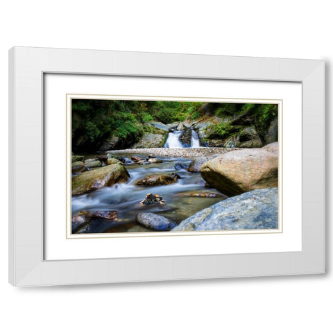 Waterfall 21 White Modern Wood Framed Art Print with Double Matting by Lee, Rachel