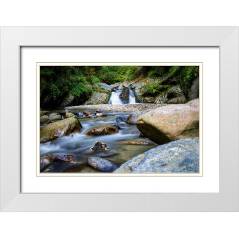 Waterfall 21 White Modern Wood Framed Art Print with Double Matting by Lee, Rachel