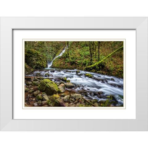 Waterfall 27 White Modern Wood Framed Art Print with Double Matting by Lee, Rachel