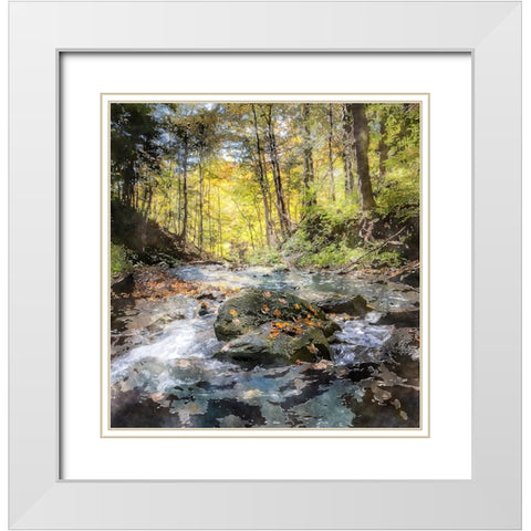 Waterfall 28 White Modern Wood Framed Art Print with Double Matting by Lee, Rachel