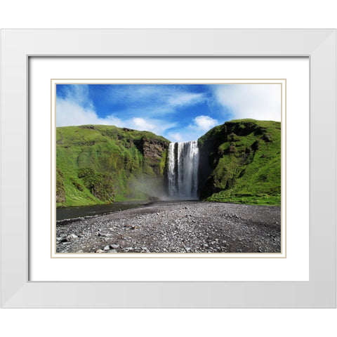 Waterfall 33 White Modern Wood Framed Art Print with Double Matting by Lee, Rachel
