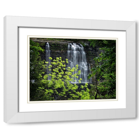 Waterfall 34 White Modern Wood Framed Art Print with Double Matting by Lee, Rachel