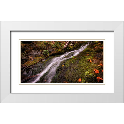 Waterfall 35 White Modern Wood Framed Art Print with Double Matting by Lee, Rachel